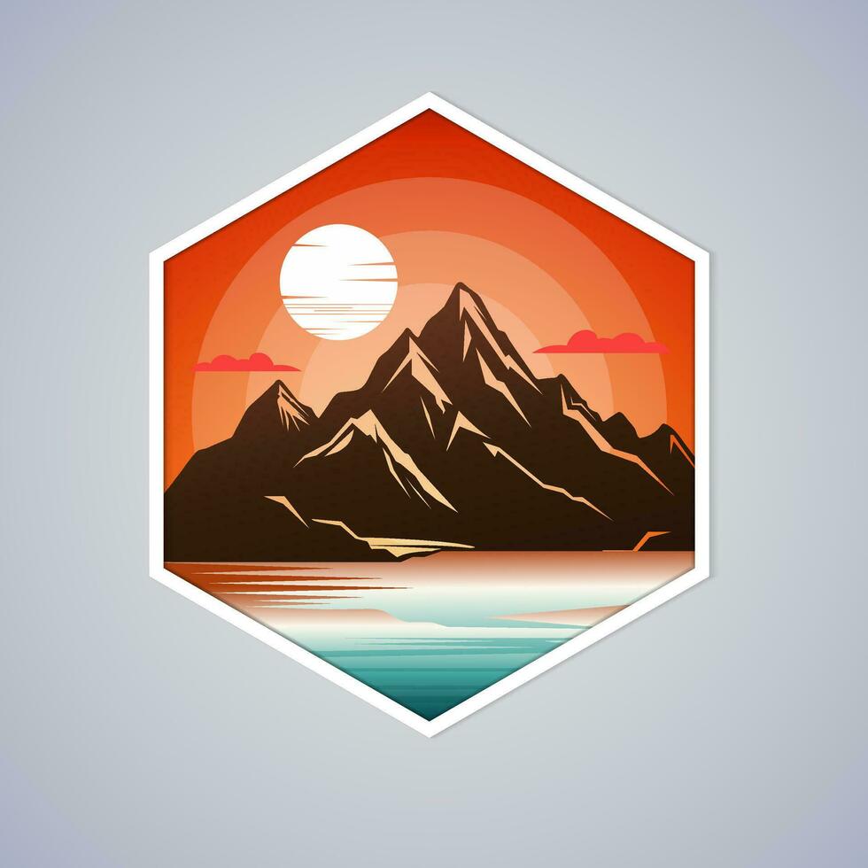 Vector Illustration of a Beautiful Mountain Sunset