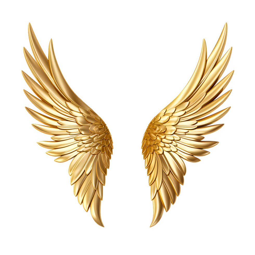 AI generated Golden Wings on Transparent Background. AI Generated png