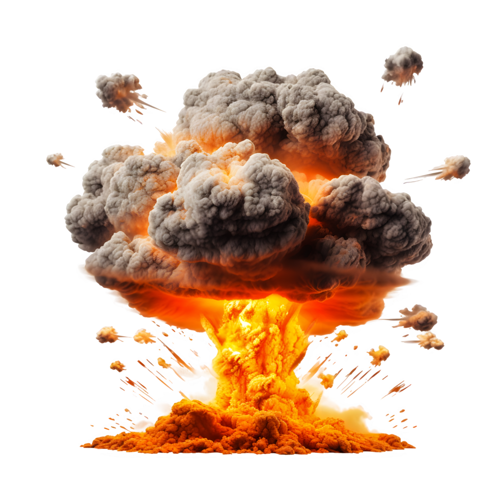 AI generated Nuclear Explosions with Mushroom Cloud on Transparent Background. AI Generated png