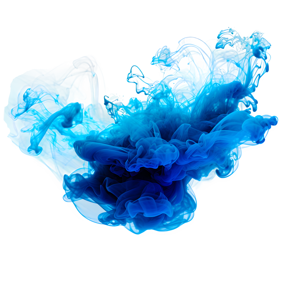 AI generated Blue Smoke Explosion Border on Transparent Background. AI Generated png