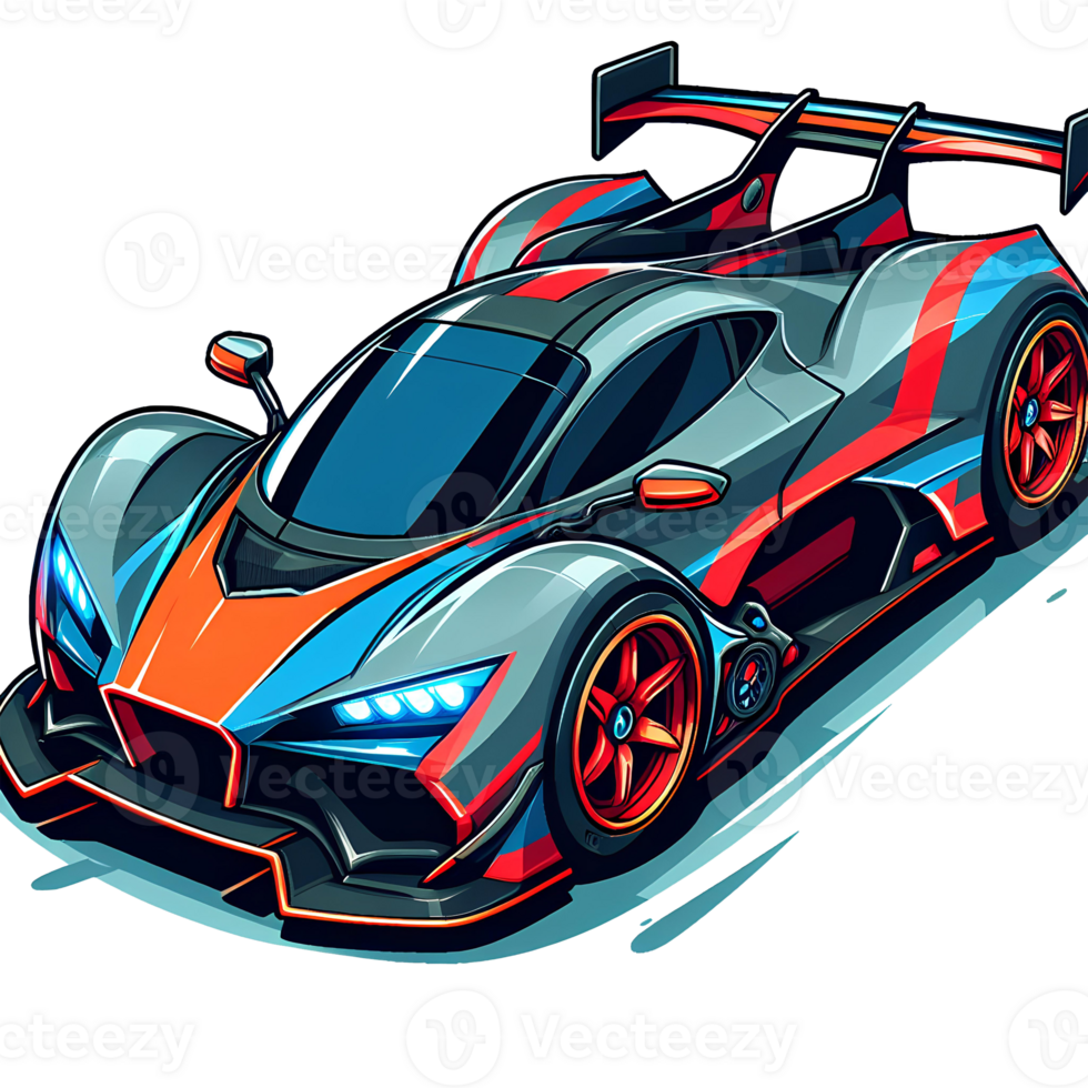 AI generated Front View Isolated Cartoon Hypercar on Transparent Background - Car Illustration cartoon car. hypercar. sport car. super car png