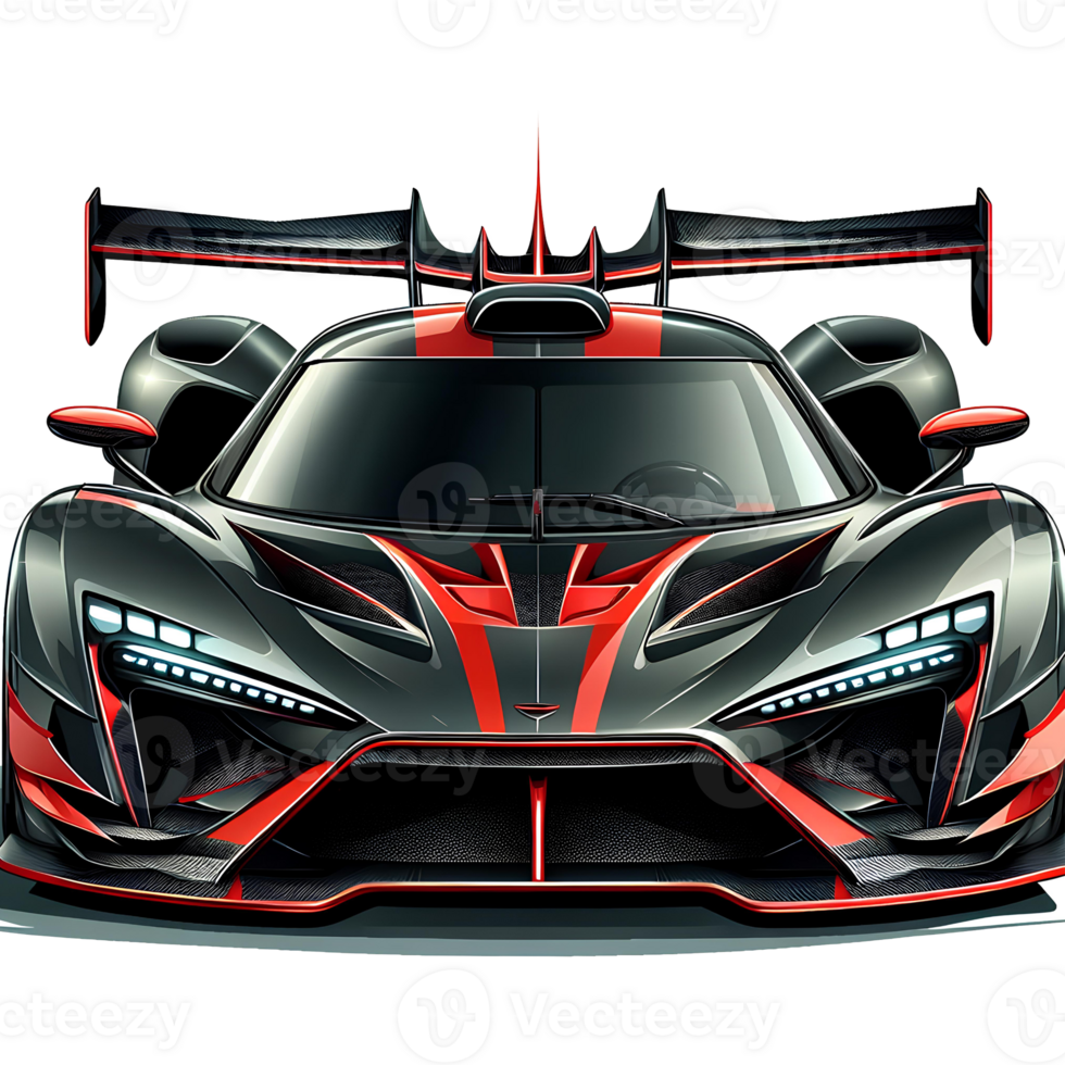 AI generated Front View Isolated Cartoon Hypercar on Transparent Background - Car Illustration cartoon car. hypercar. sport car. super car png