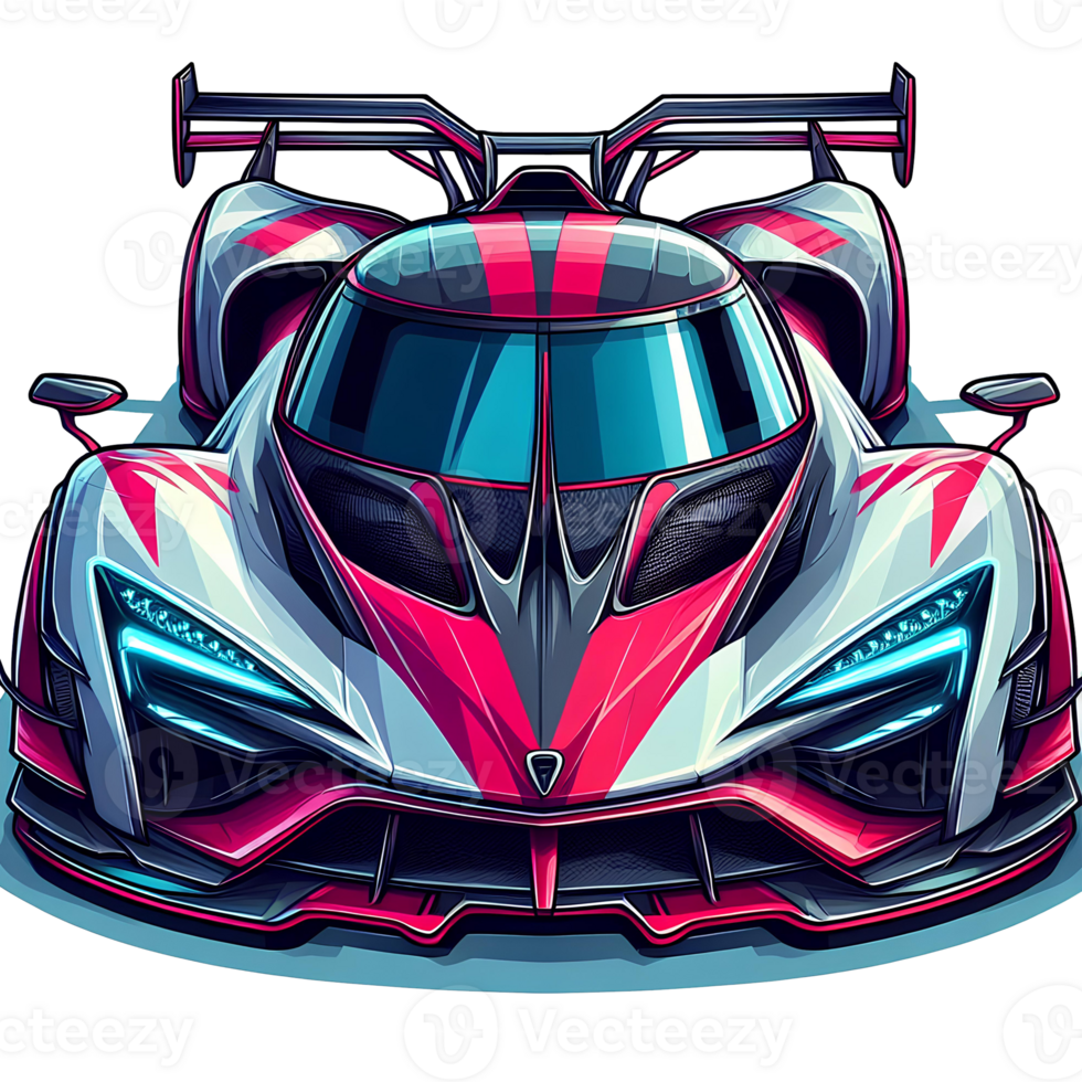 AI generated Front View Isolated Cartoon Hypercar on Transparent Background - Car Illustration cartoon car. hypercar. sport car. super car png