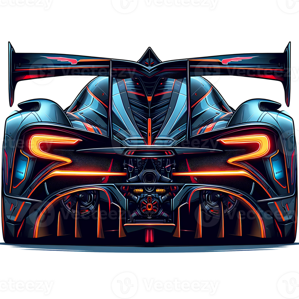 AI generated Isolated Transparent Cartoon of a Hypercar - Rear View Car Illustration cartoon car. hypercar. sport car. super car png