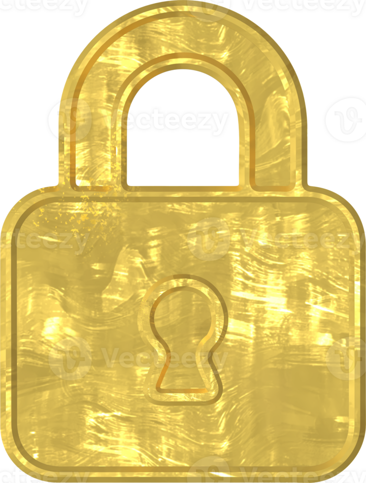 Golden lock illustration png