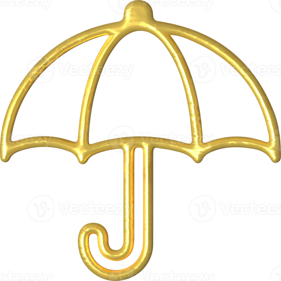 Golden umbrella illustration png