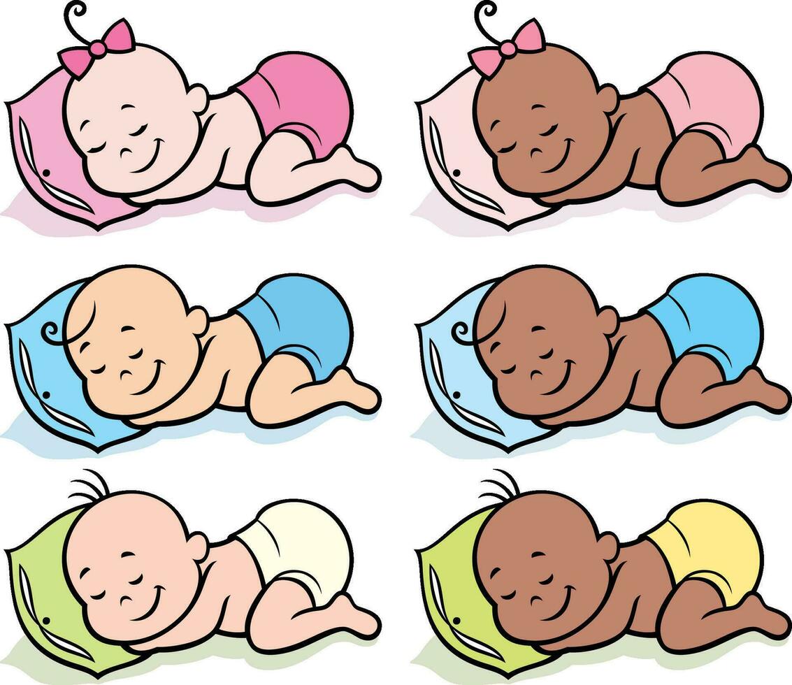 Sleeping Babies in Diapers vector
