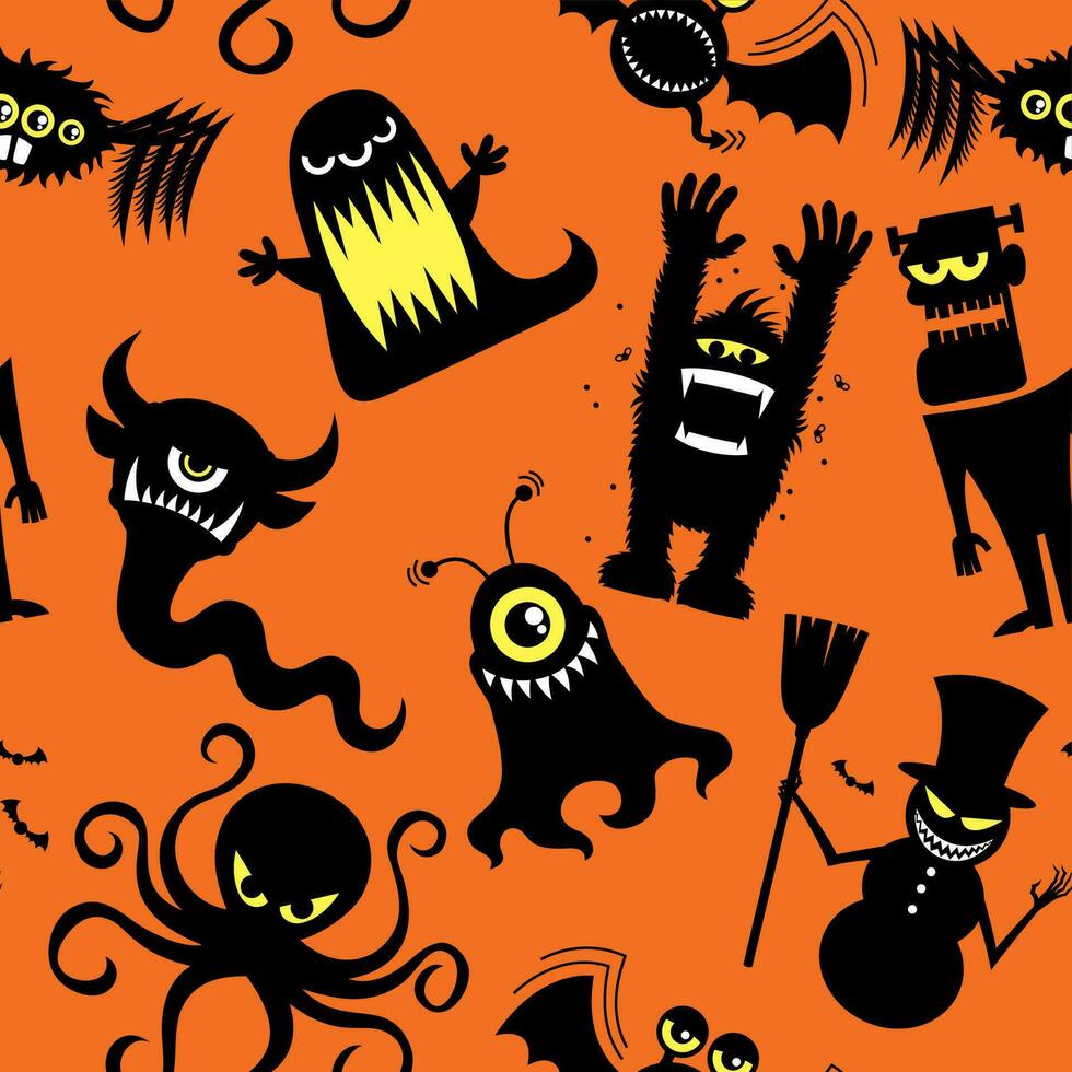 Silhouette Monsters Pattern vector