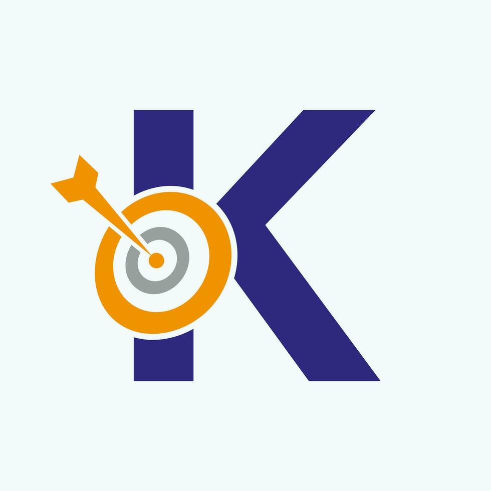 Letter K Arrow Target Logo Combine with Bow Target Symbol vector