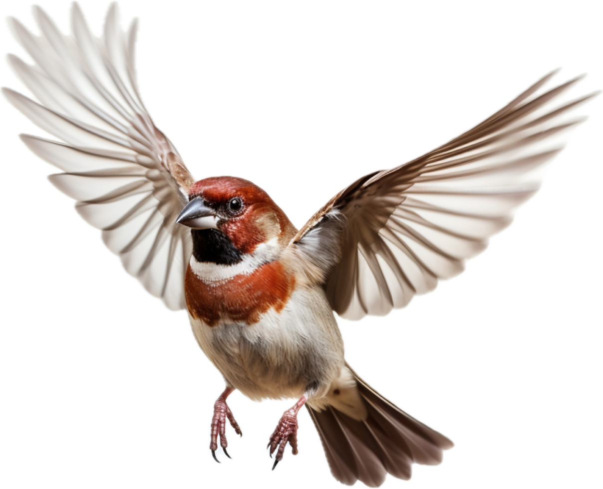 AI generated flying sparrow png