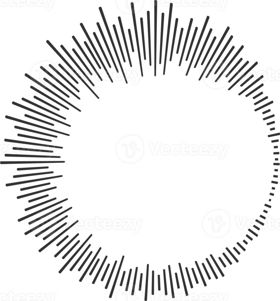 cercle du son vague. l'audio la musique égaliseur. rond circulaire icône. spectre radial modèle et la fréquence Cadre png