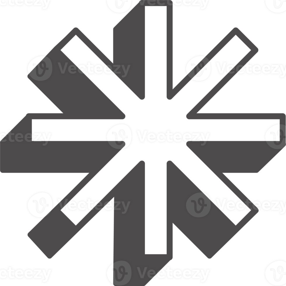Abstract geometric element. Neobrutalism graphic shape. Minimal groovy Y2k retro sticker. Retro star snowflake png