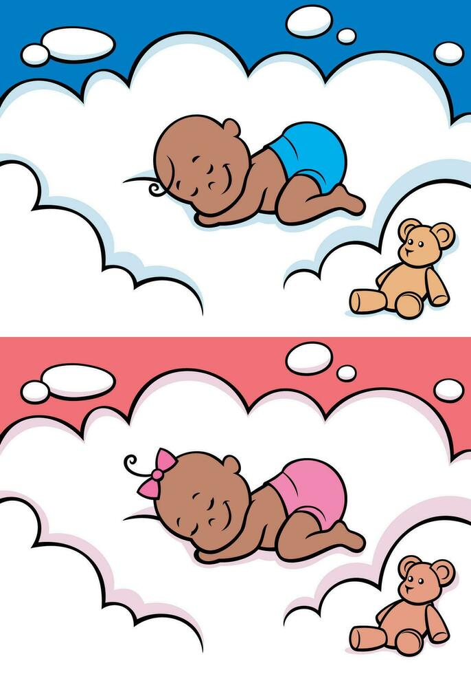 Sleeping Baby in Diaper Black vector