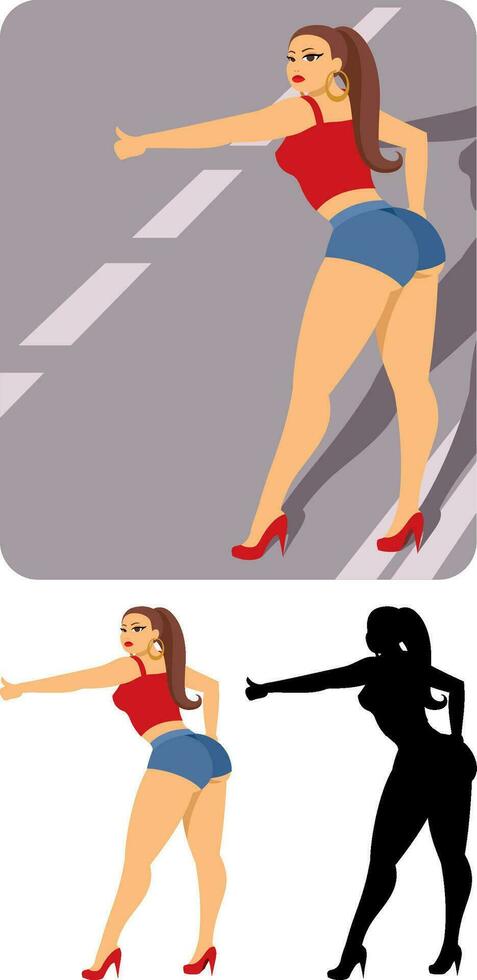 Sexy Hitch Hiker vector