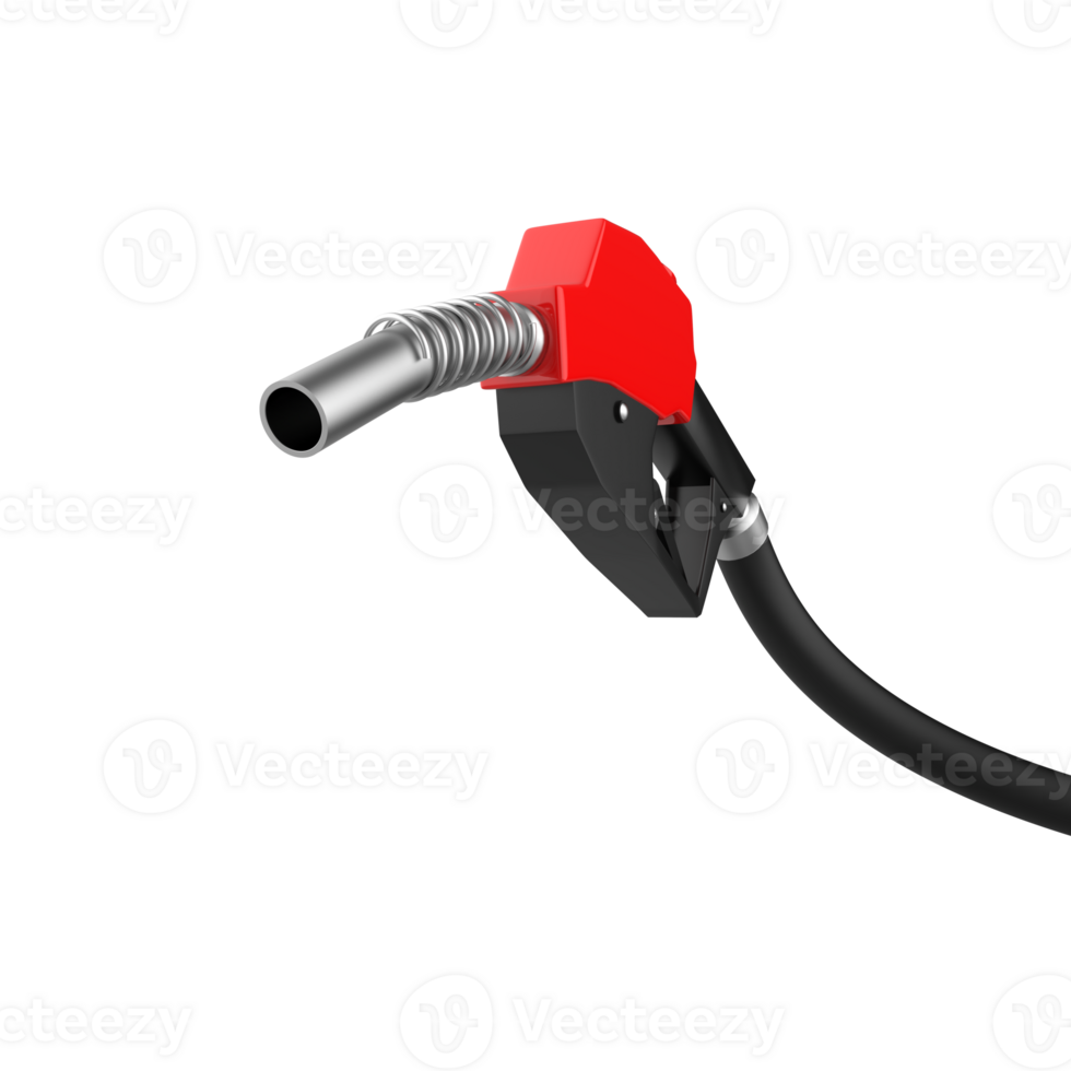 3D render of Gasoline fuel pump nozzle on transparent background PNG