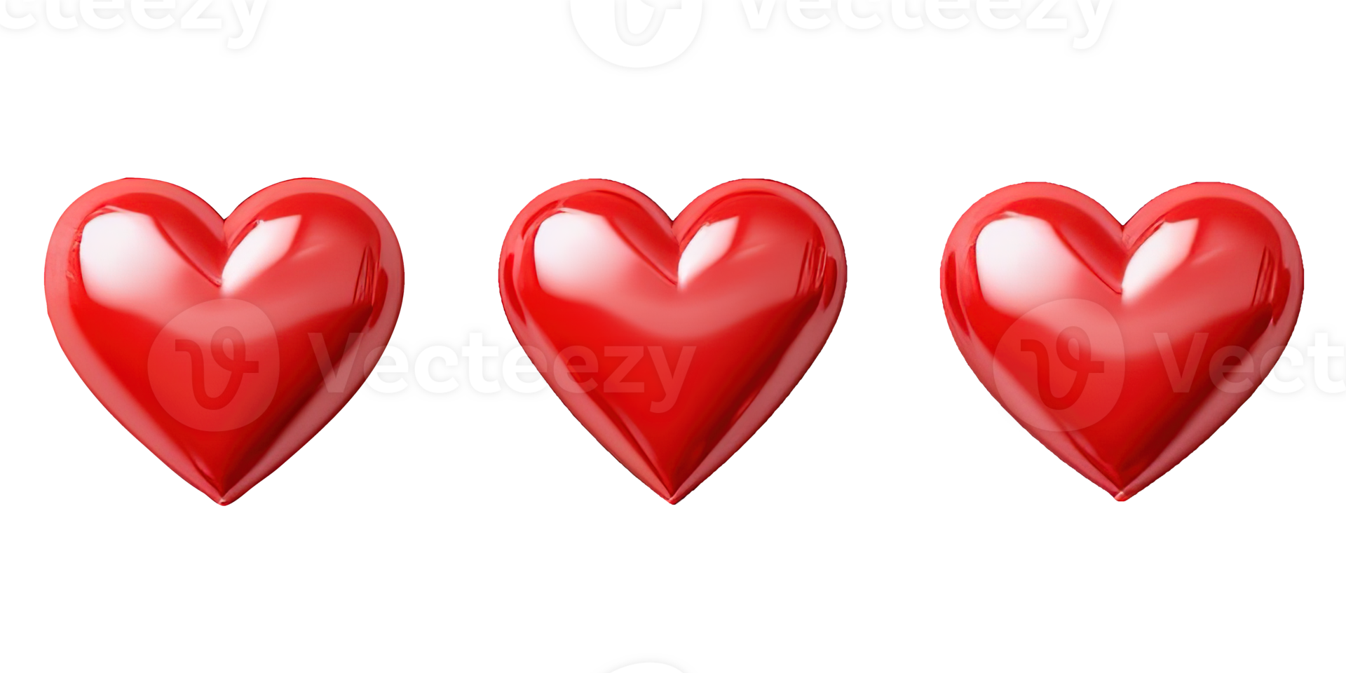 ai generiert Valentinstag Konzept einstellen 3d rot Herz Objekt auf transparent Hintergrund png