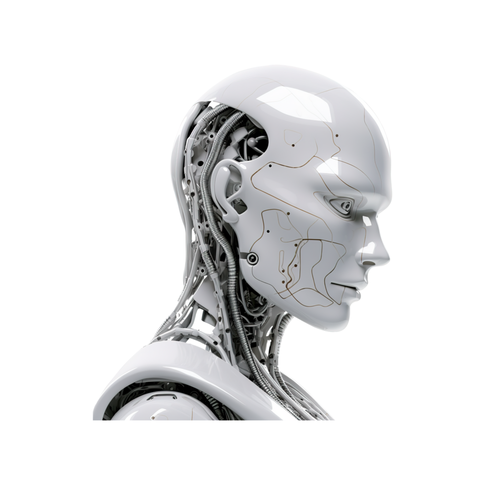 AI generated White Robot face. Artificial intelligence concept png