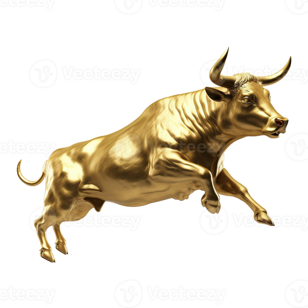 AI generated Gold bull on transparent background png