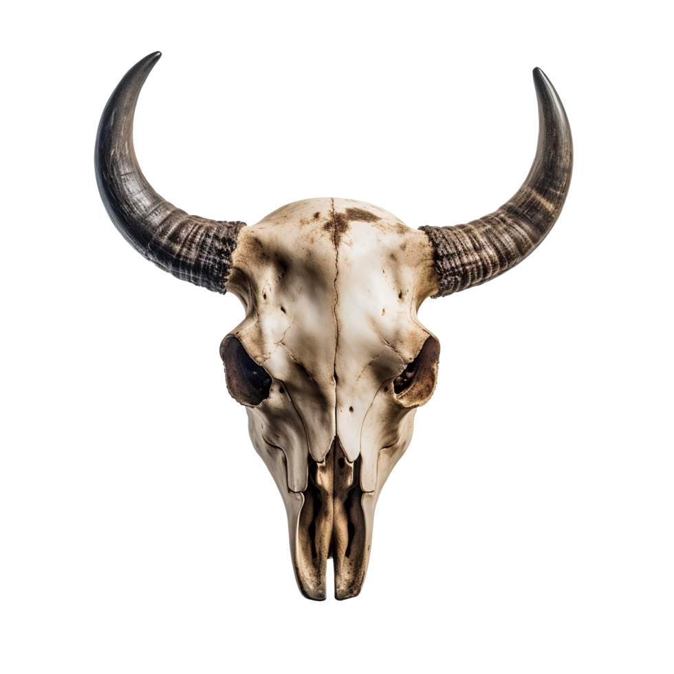 AI generated Bull skull with horns on transparent background png