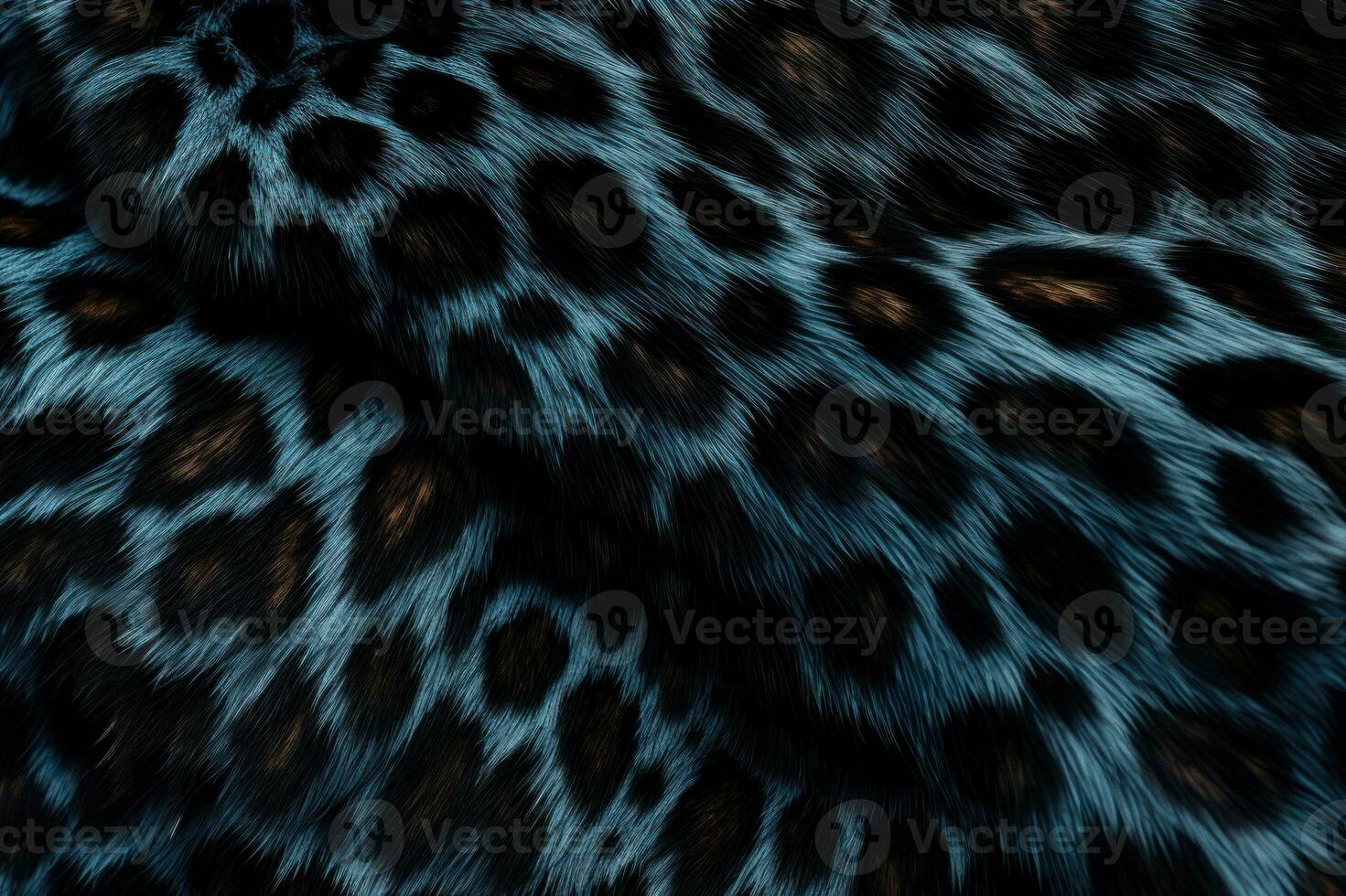 AI generated Black panther or puma fur texture. Abstract panther skin design. Black blue fur with black spots. Fashion. Animal skin. Black leopard. Design element, print, backdrop, textile, cover, photo