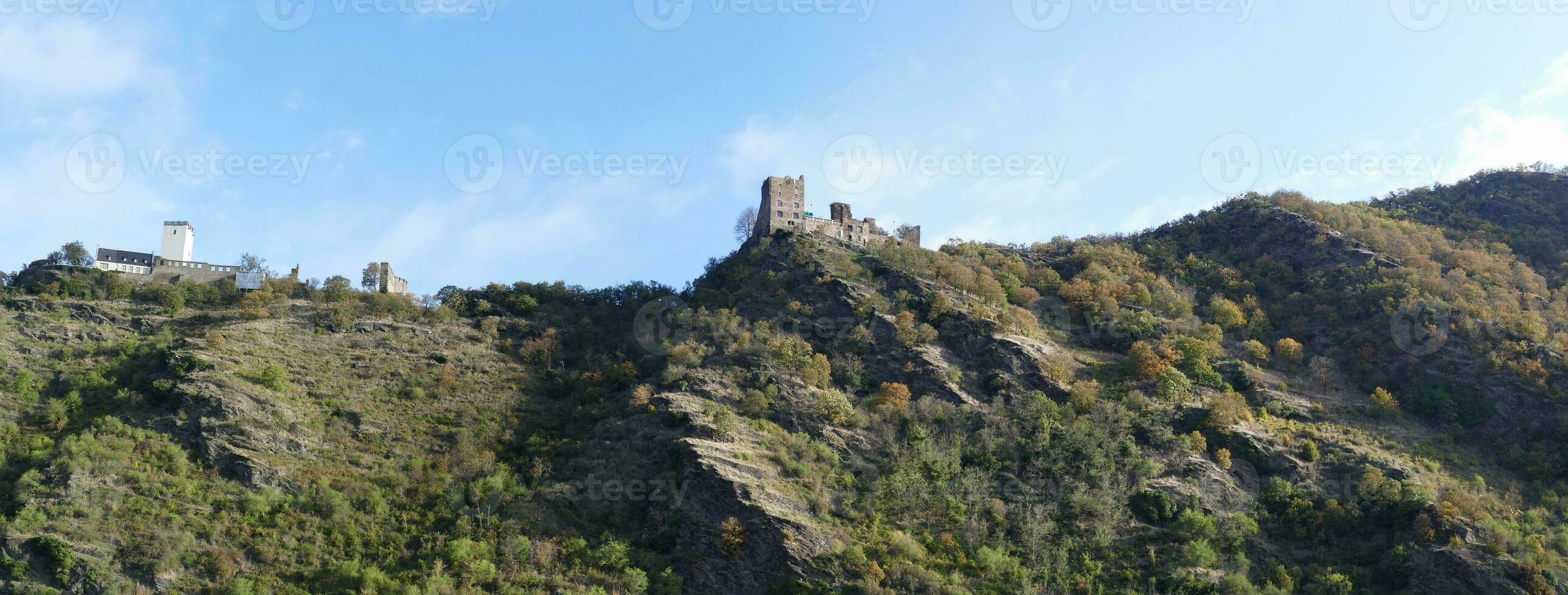 Panorama of Castles Sterrenberg  and Liebenstein  on the Rhine River photo