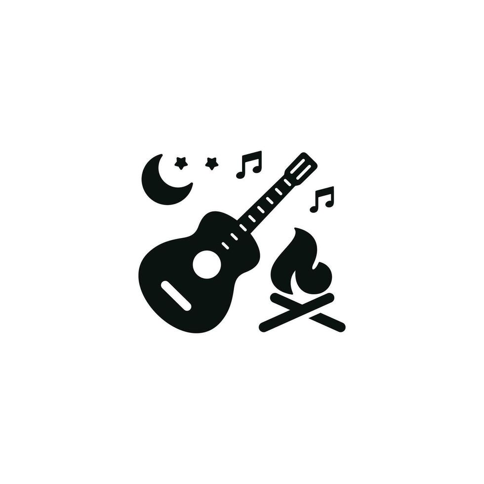 acampar guitarra icono aislado en blanco antecedentes vector