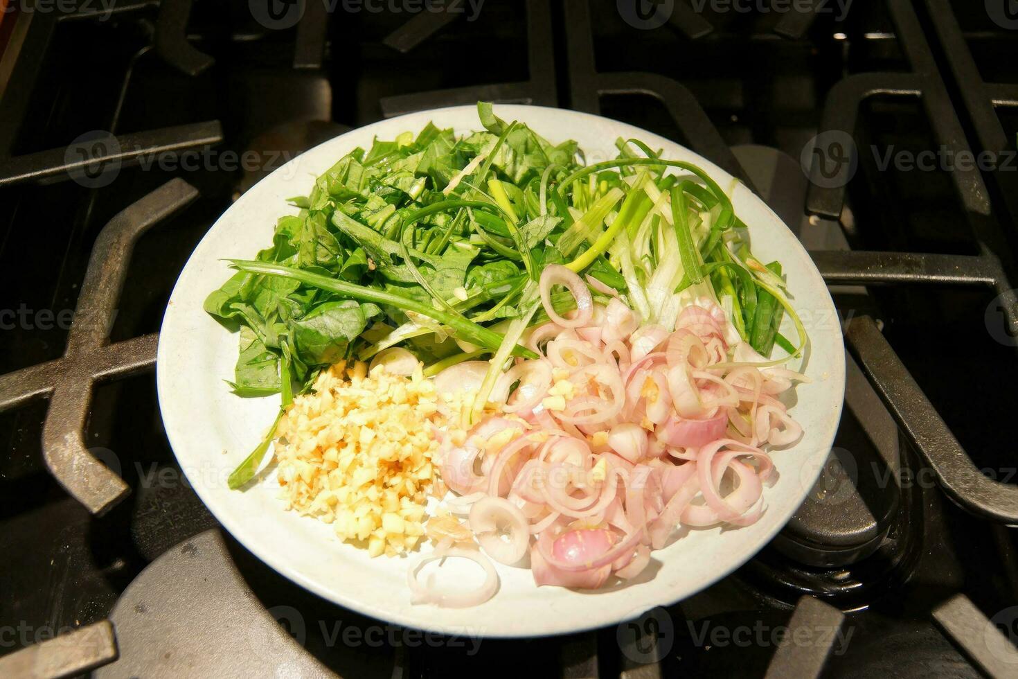 Greens, ginger and shallot photo