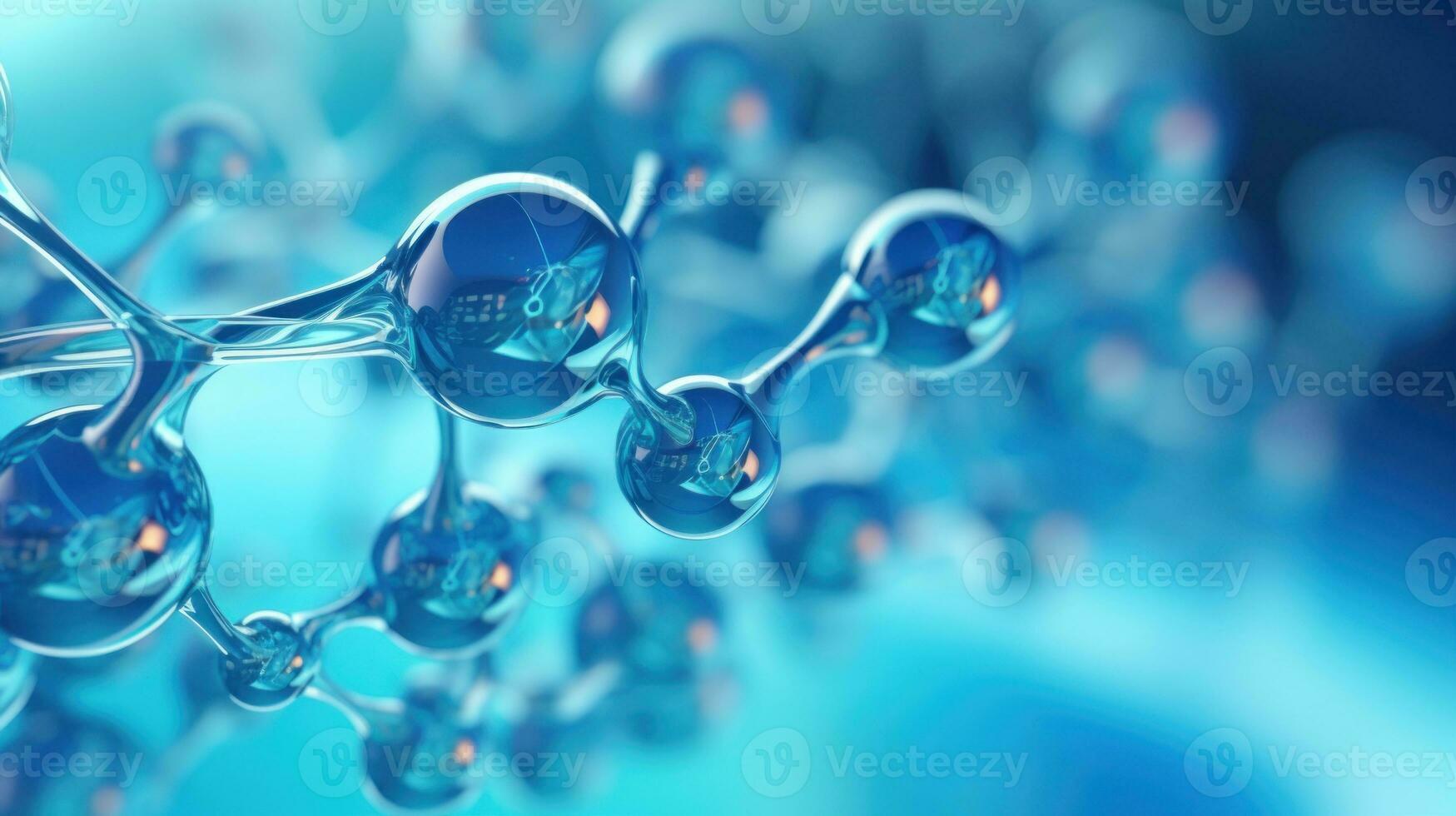 AI generated Molecular structure of water. Chemical Bonds. Abstract atomic Structures in a Futuristic Design. Science or medical background. Copy Space. Ideal for educational and scientific materials. photo