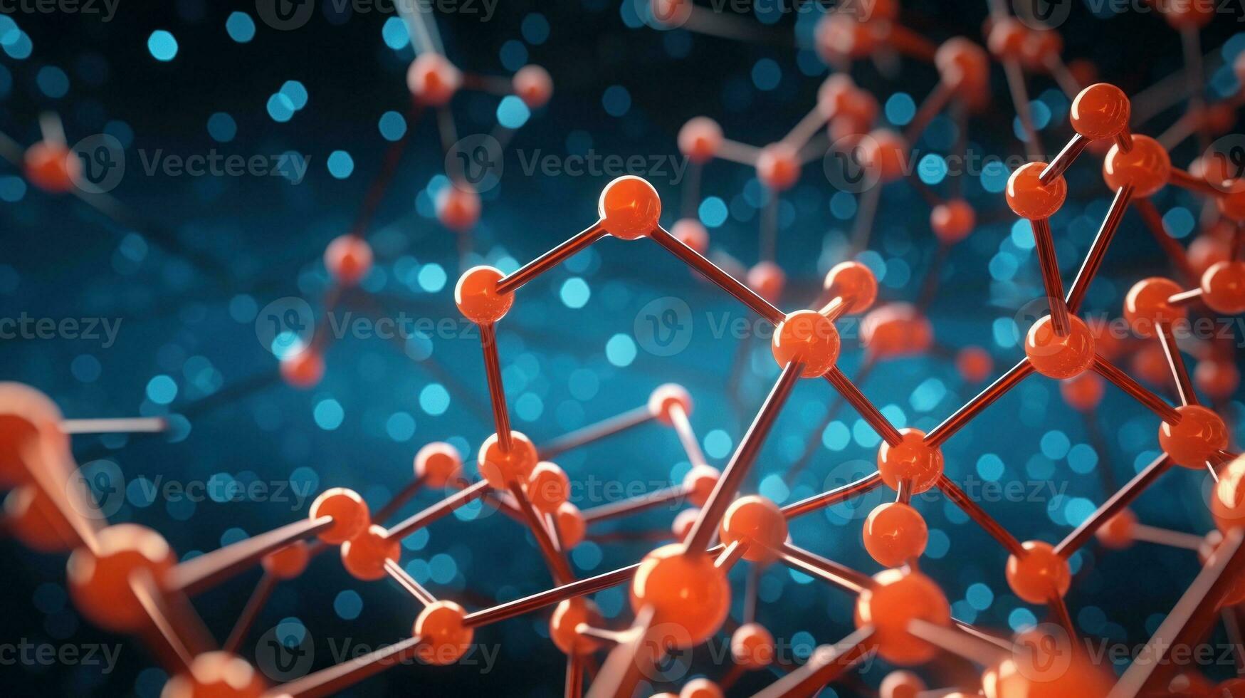 AI generated Atoms and molecules. Colorful Spheres in Motion. Abstract background. Futuristic Geometry Concept of science, chemistry, medicine technology networks. Copy Space. Bubbles photo