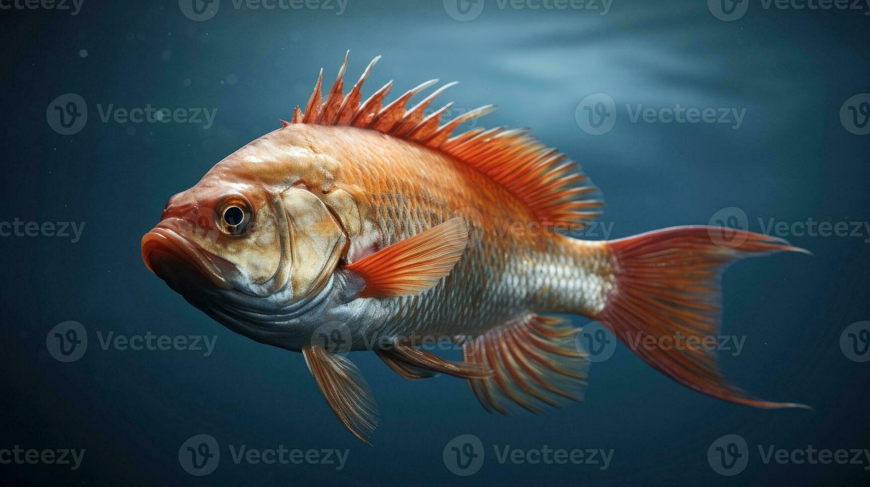 AI generated A close up image of a fish with scales and fins, suitable