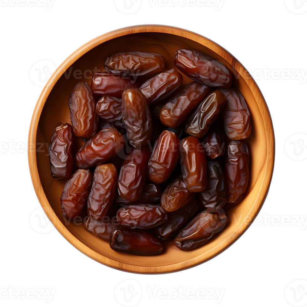 AI generated Top view dates on plate PNG