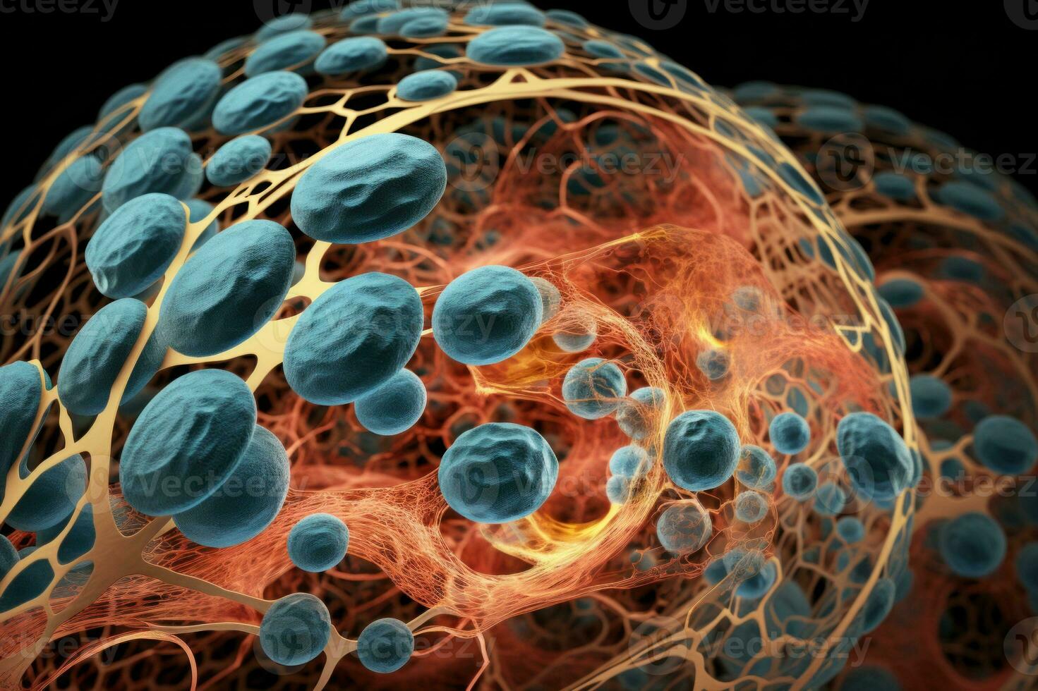 AI generated Bacterial and virus diversity. Microscopic view of various bacteria species. Bacterial cells, cell walls, flagella, pili, biofilm formation. Microbiological. Medicine. Banner photo