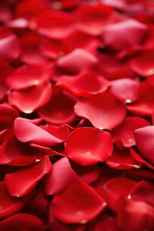 AI generated red rose petals with copy space. Simple yet elegant option for Valentine's Day photo