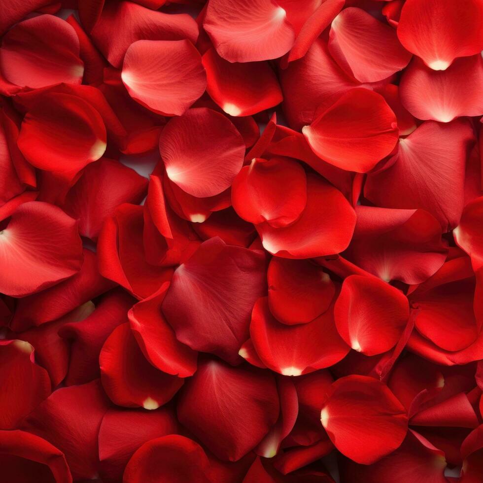 AI generated red rose petals with copy space. Simple yet elegant option for Valentine's Day photo