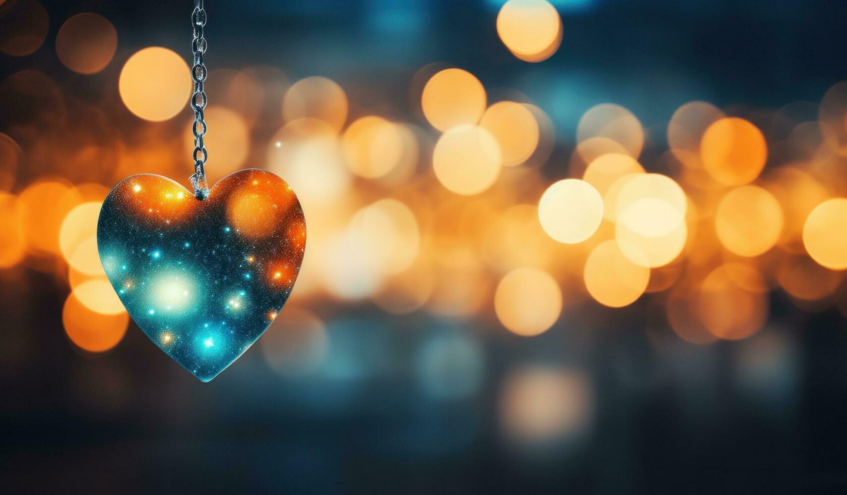 AI generated colorful heart hang on the line photo