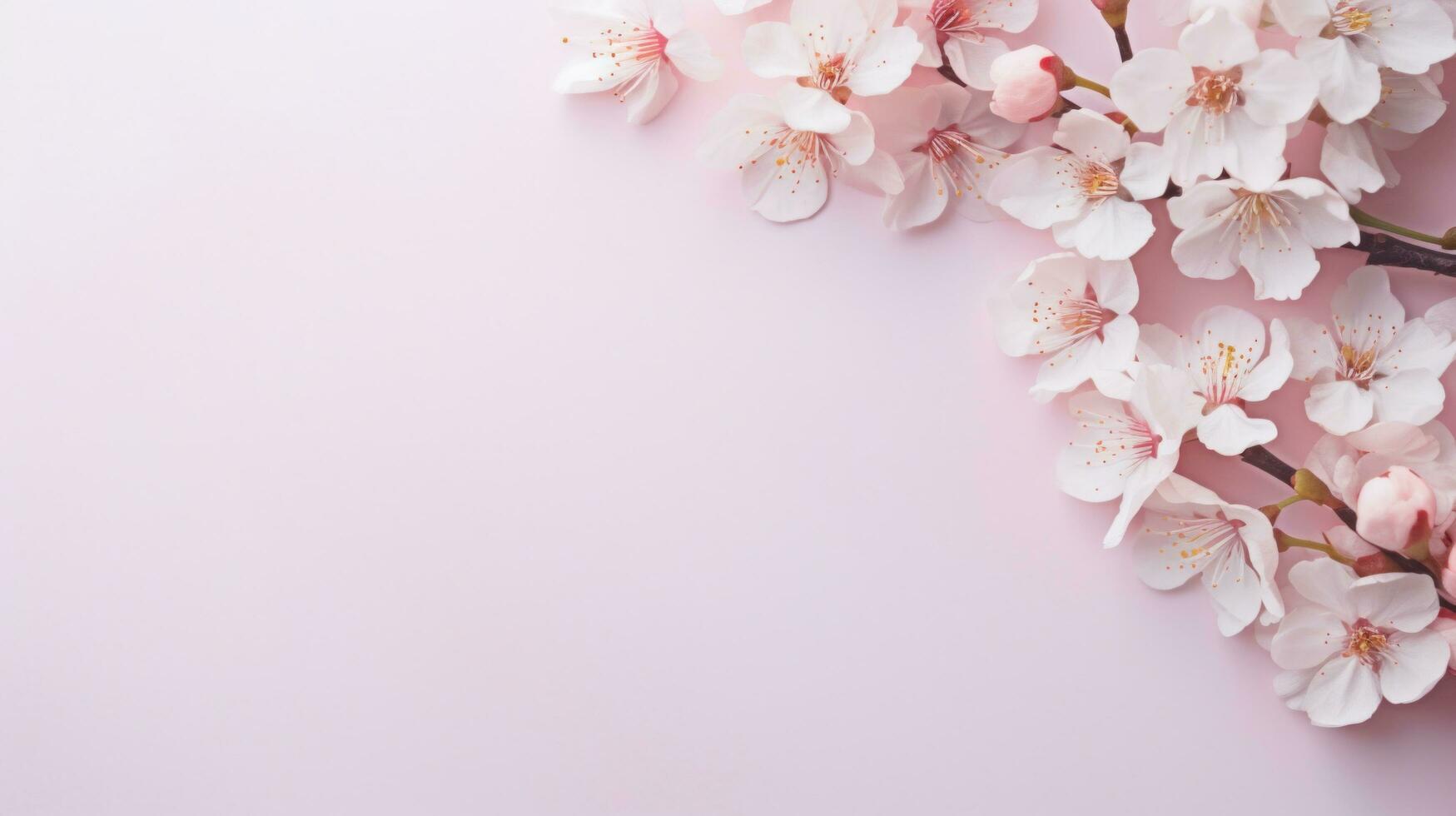 AI generated Elegant Spring Blossoms with largw copy space photo