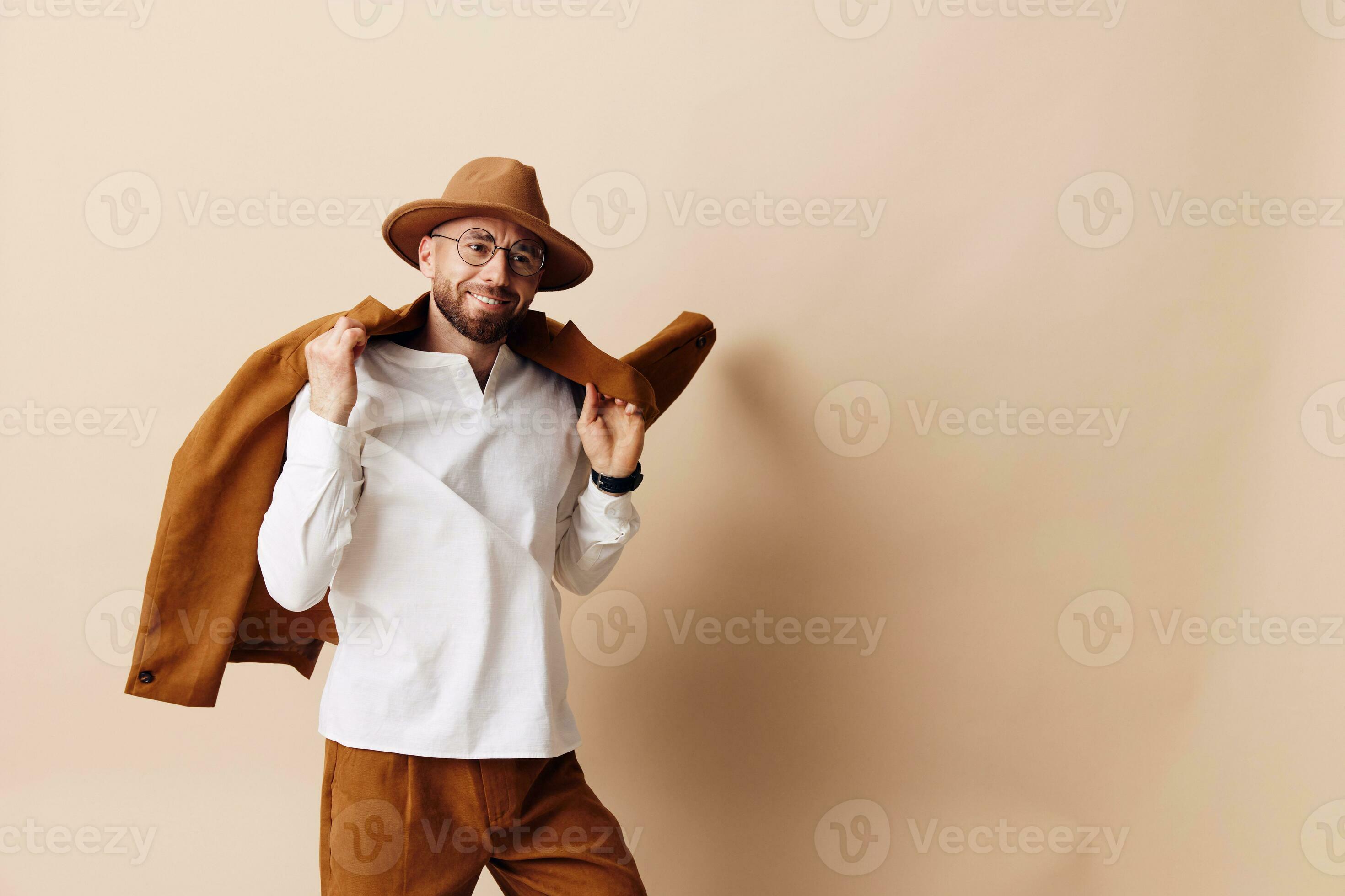 Handsome guy cowboy hat men masculine portrait vintage style adult