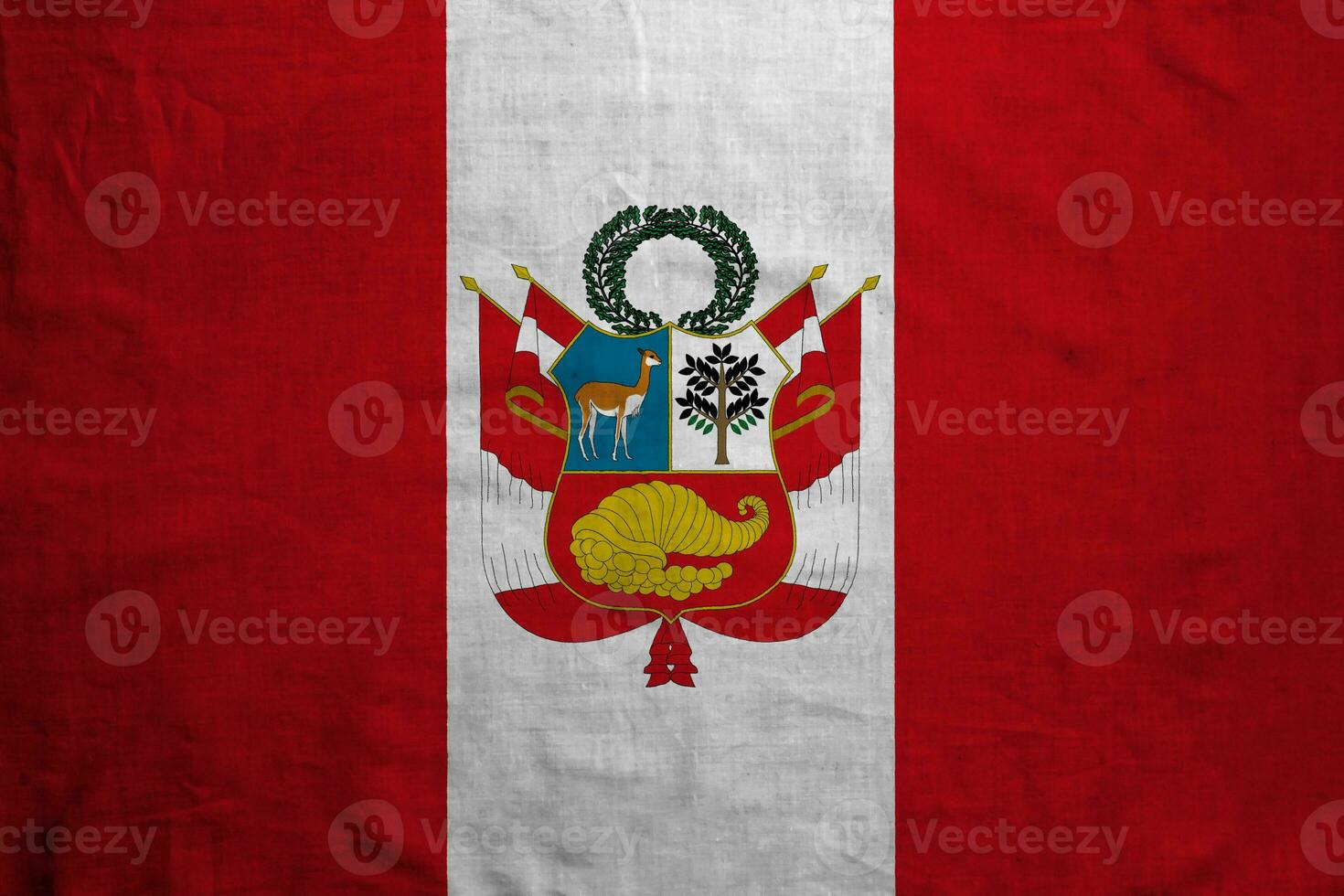 Flag and coat of arms of Republic of Peru on a textured background. Concept collage. photo