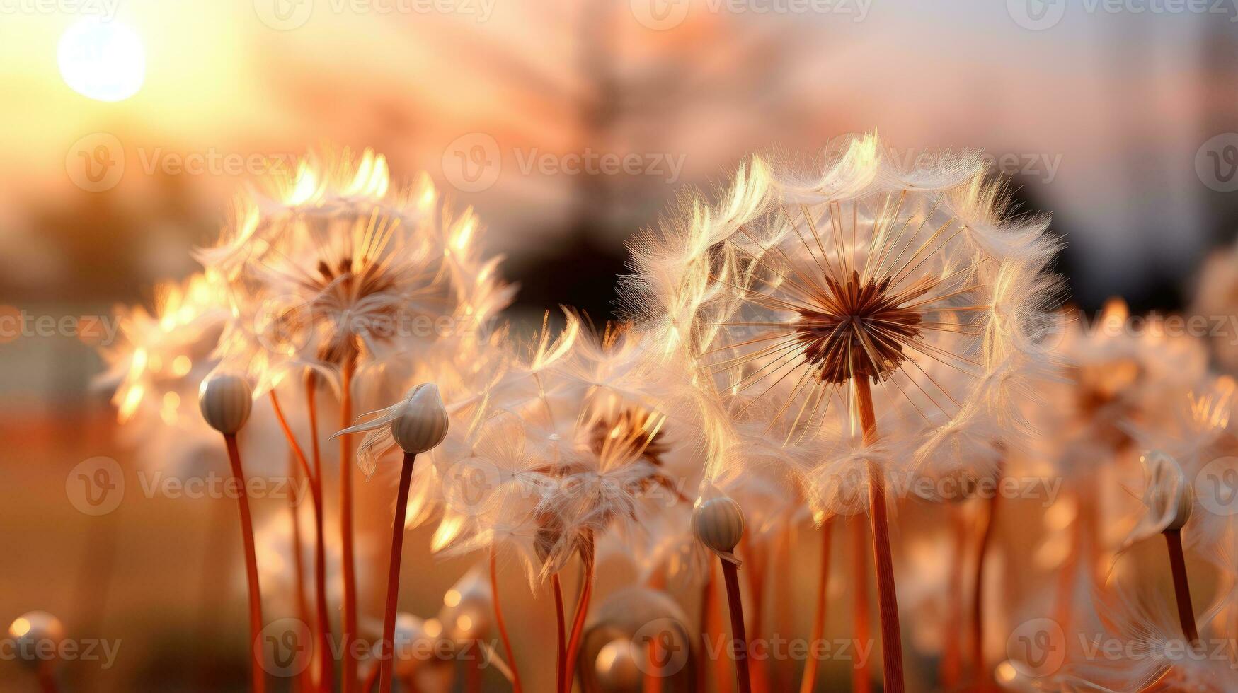 AI generated Close-Up of a Dandelion in Full Bloom with Soft Peach Fuzz Surroundings, Delicate, and Vibrant Nature, Capturing the Essence of Summer, AI-generated photo