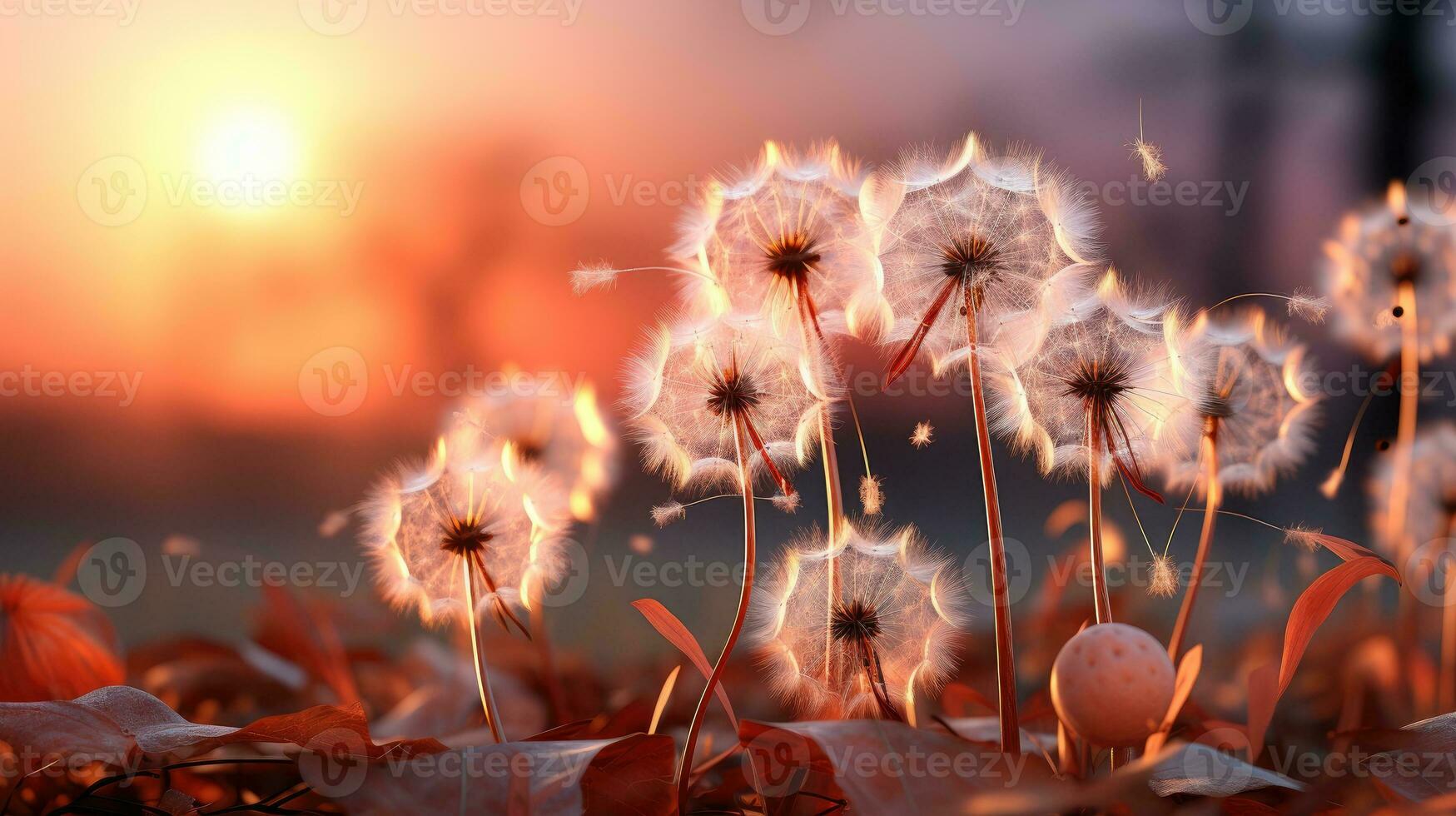 AI generated Close-Up of a Dandelion in Full Bloom with Soft Peach Fuzz Surroundings, Delicate, and Vibrant Nature, Capturing the Essence of Summer, AI-generated photo