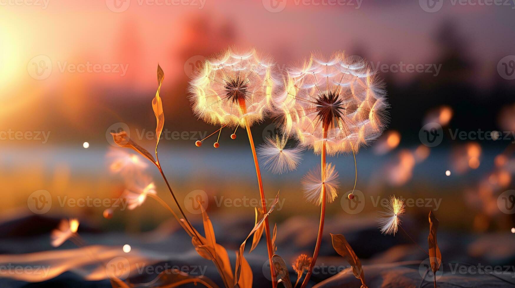 AI generated Close-Up of a Dandelion in Full Bloom with Soft Peach Fuzz Surroundings, Delicate, and Vibrant Nature, Capturing the Essence of Summer, AI-generated photo