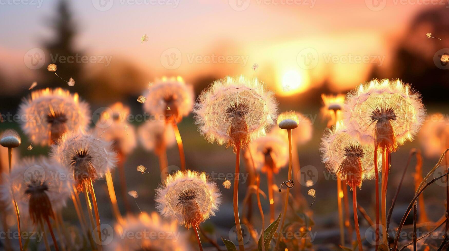 AI generated Close-Up of a Dandelion in Full Bloom with Soft Peach Fuzz Surroundings, Delicate, and Vibrant Nature, Capturing the Essence of Summer, AI-generated photo