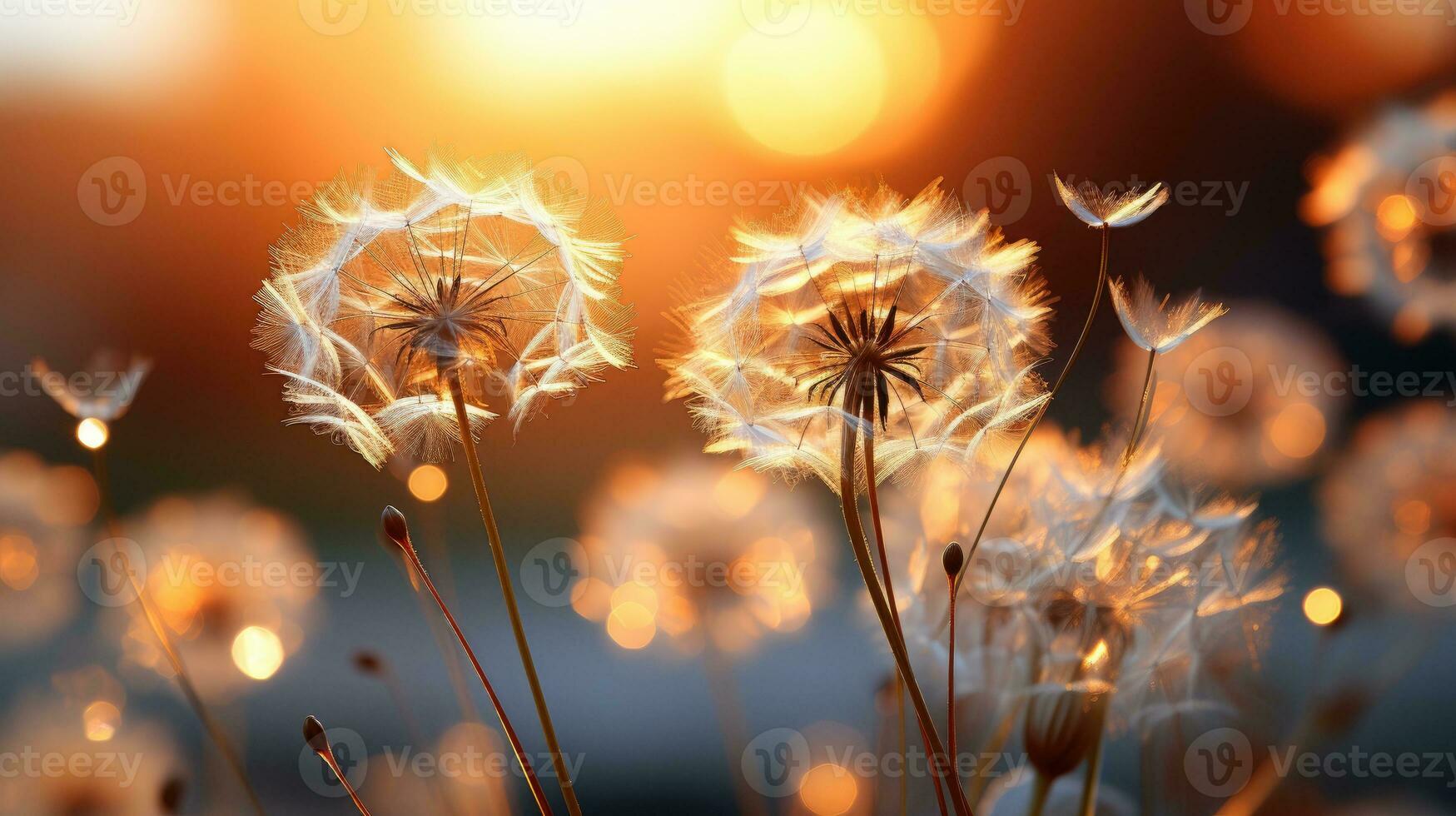 AI generated Close-Up of a Dandelion in Full Bloom with Soft Peach Fuzz Surroundings, Delicate, and Vibrant Nature, Capturing the Essence of Summer, AI-generated photo