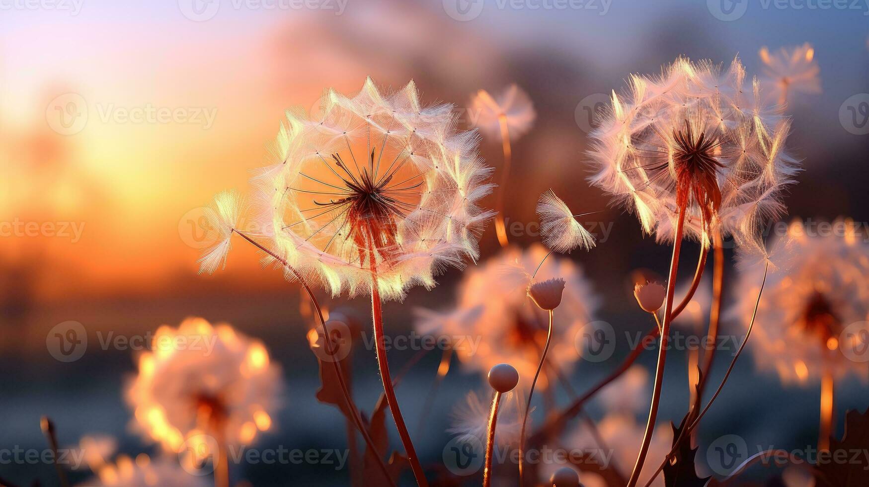 AI generated Close-Up of a Dandelion in Full Bloom with Soft Peach Fuzz Surroundings, Delicate, and Vibrant Nature, Capturing the Essence of Summer, AI-generated photo