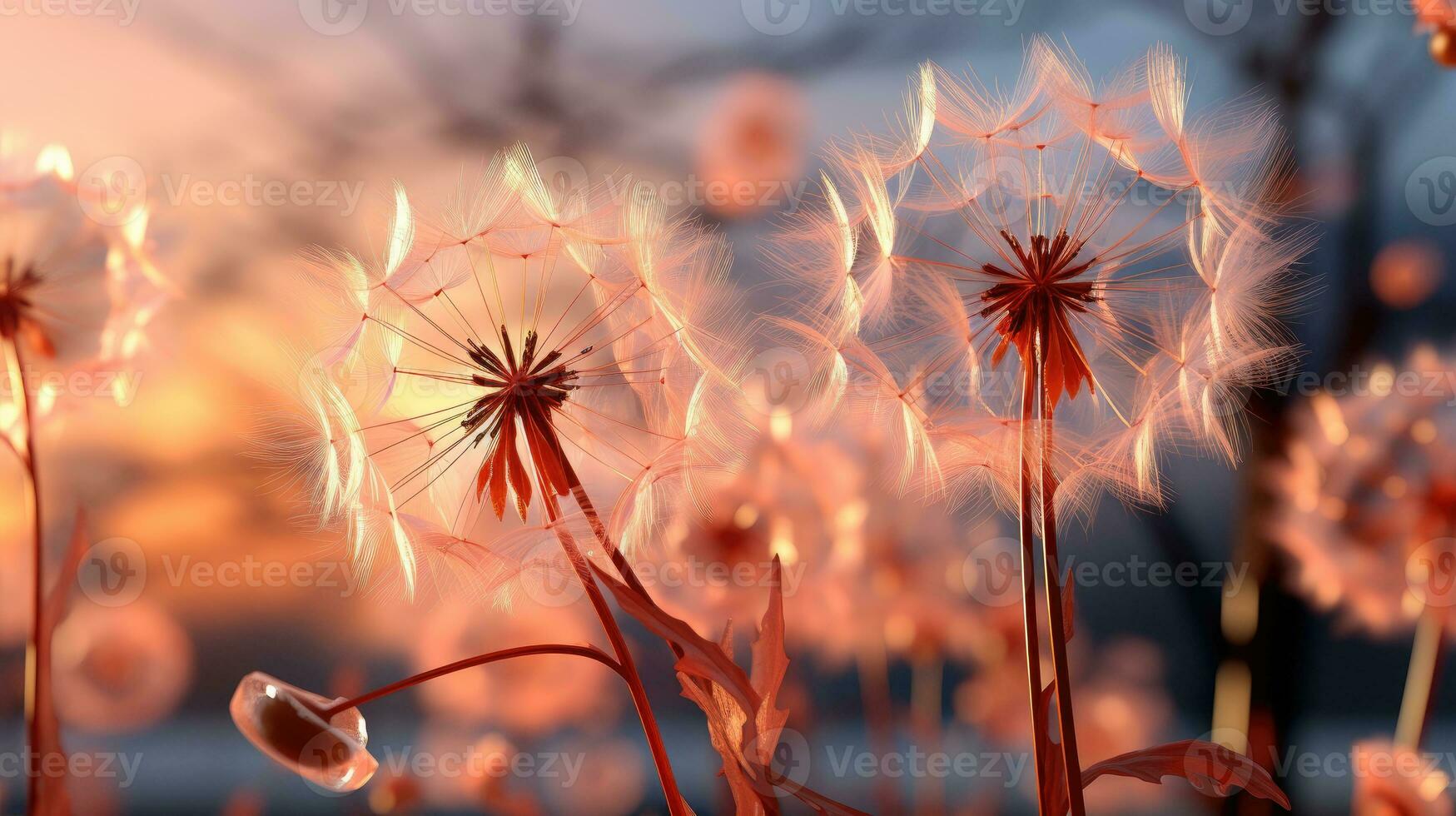 AI generated Close-Up of a Dandelion in Full Bloom with Soft Peach Fuzz Surroundings, Delicate, and Vibrant Nature, Capturing the Essence of Summer, AI-generated photo