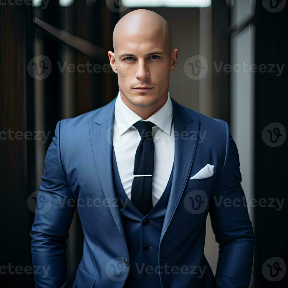 AI generated Confident Executive in a Formal Blazer and Tuxedo Standing Indoors photo