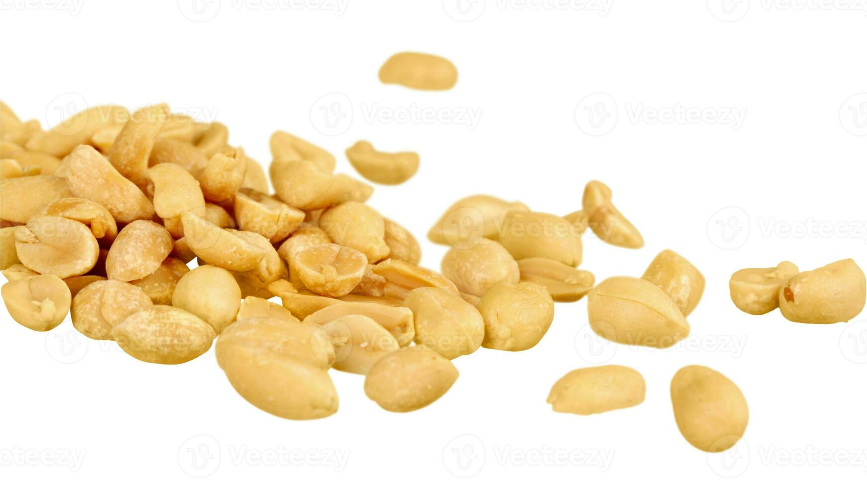 Organic Roasted Peanuts. Isolated Nut Snack Concept. Healthy, Delicious, and Crunchy Seeds photo