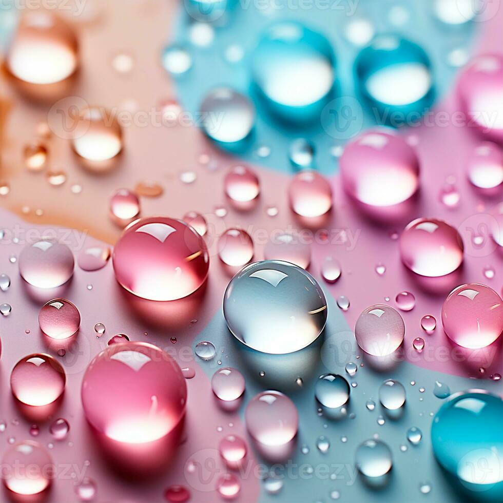 AI generated Full frame of water drops sliding on a light wet surface - AI generated image photo