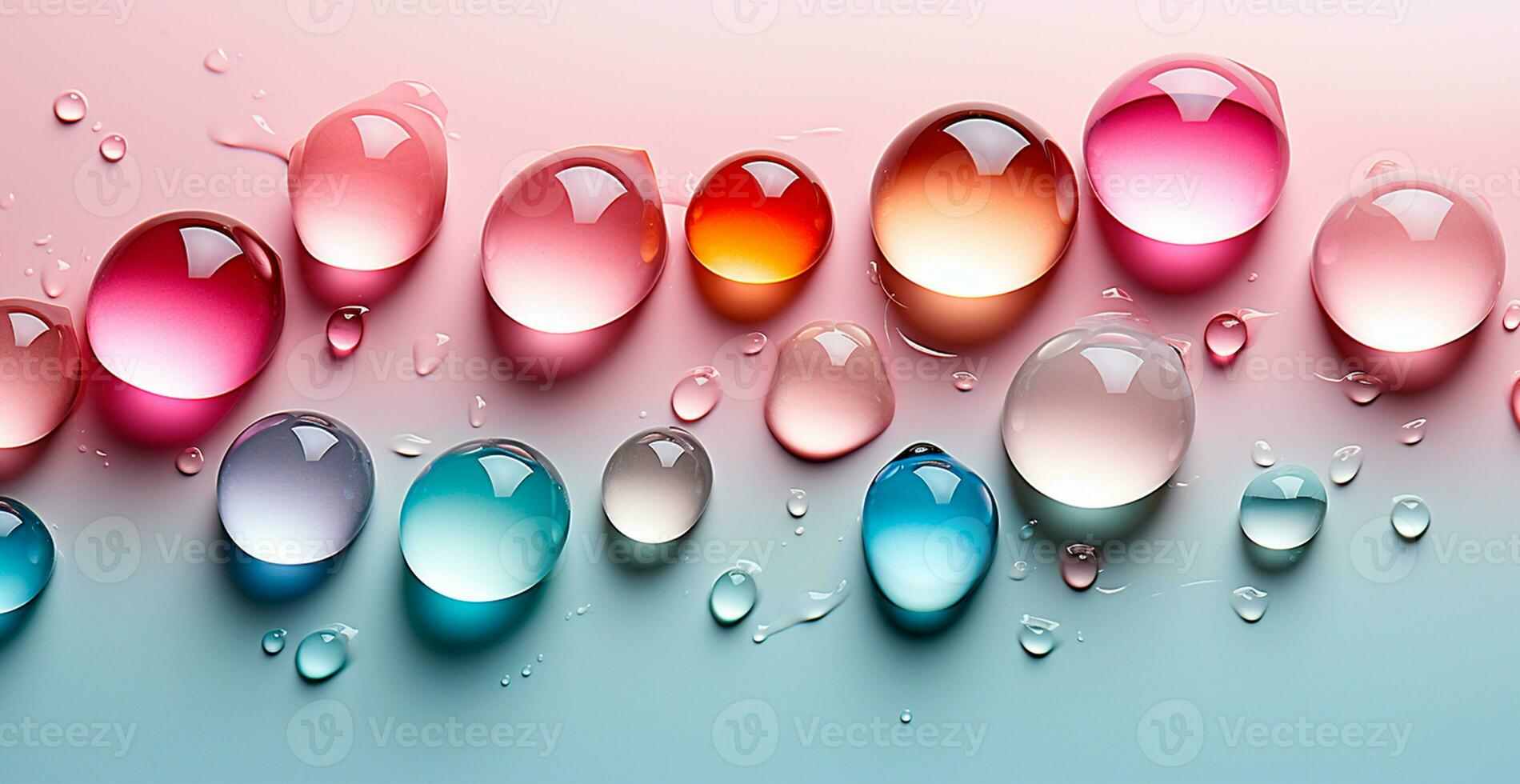 AI generated Full frame of water drops sliding on a light wet surface - AI generated image photo