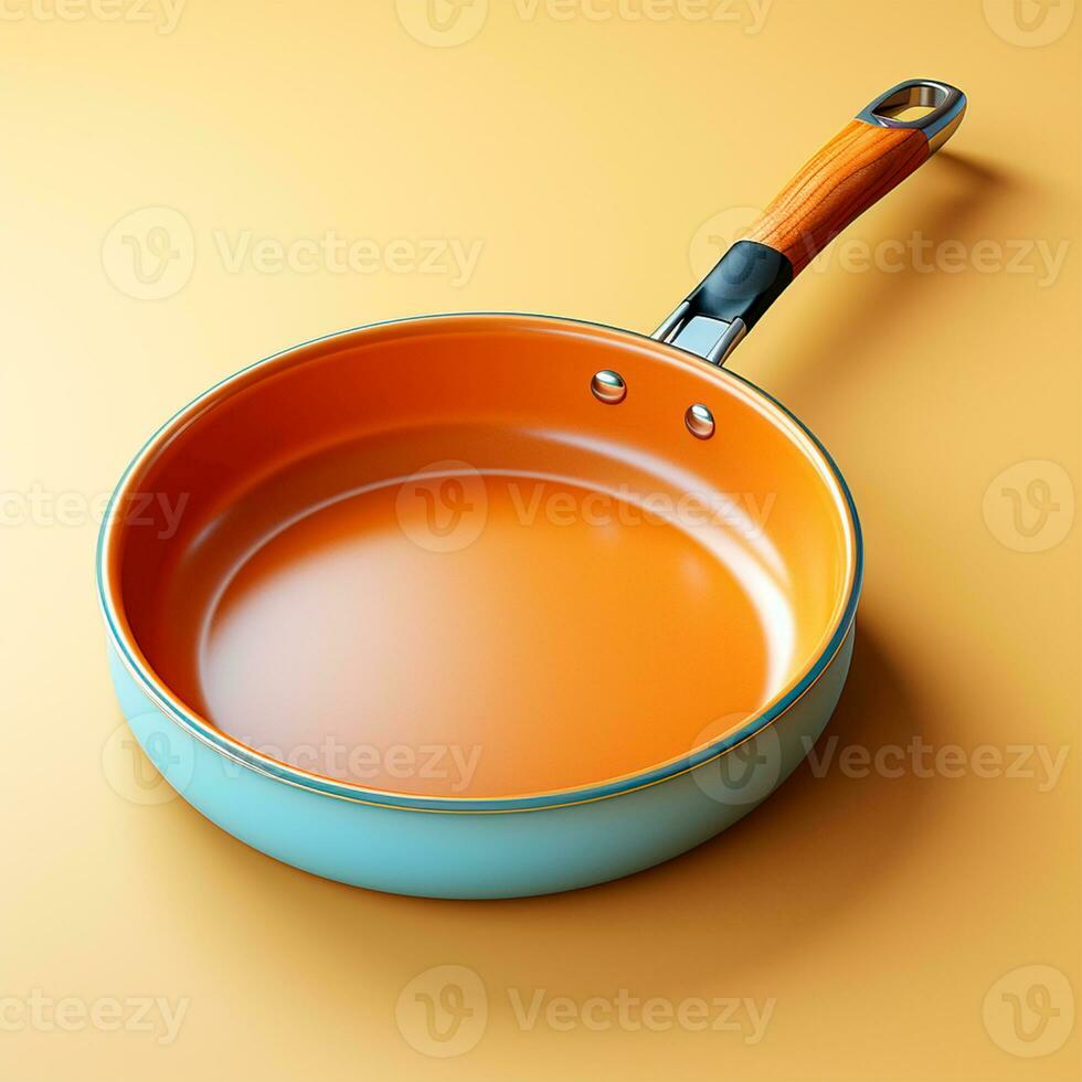 AI generated Empty bright frying pan on isolated background, Top view - AI generated image photo